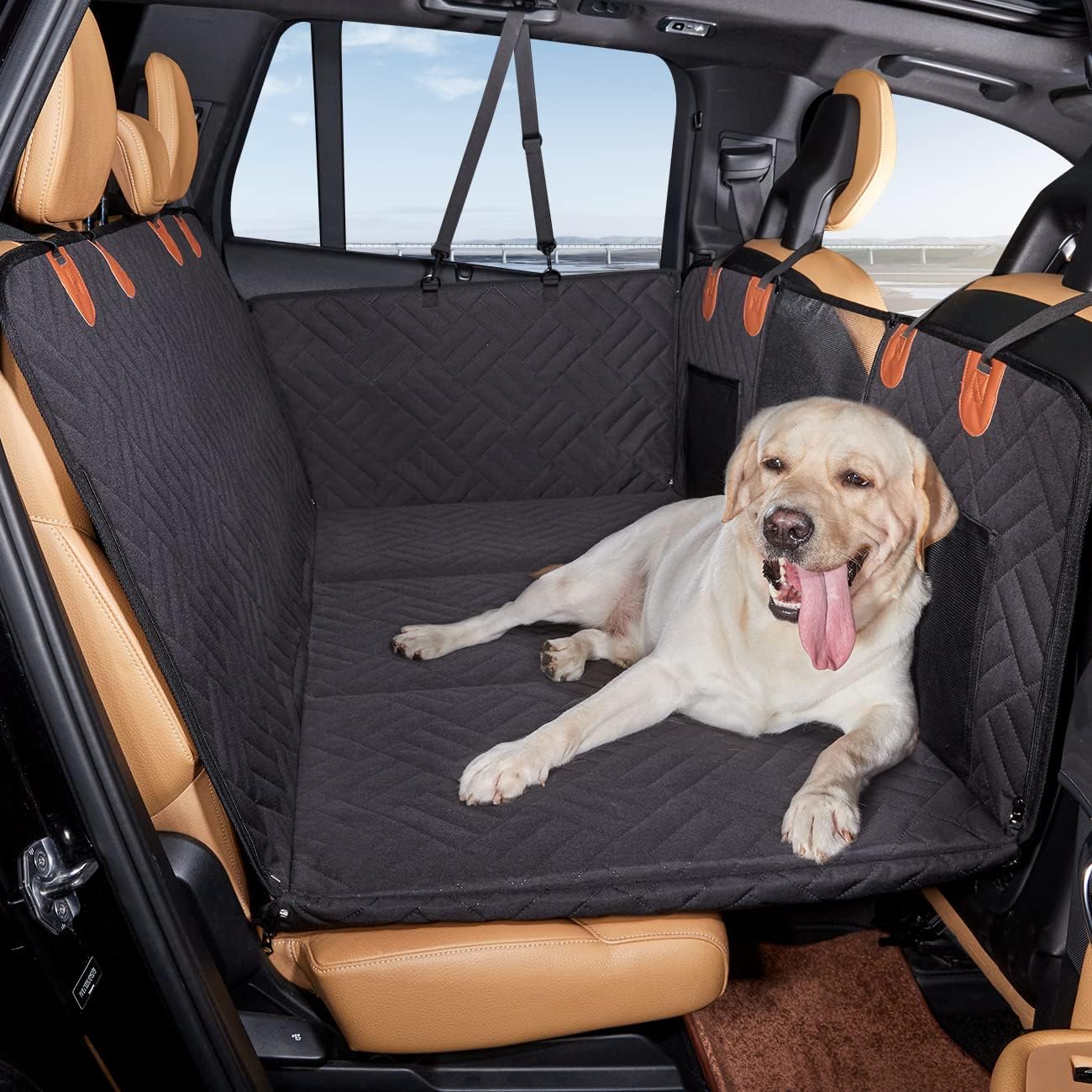Dog Seat Cover for Back Seat,Hard Bottom Car Seat Cover for Dogs,Dog Hammock for Car,Back Seat Pet Cover for Dogs(Black,for Car/SUV