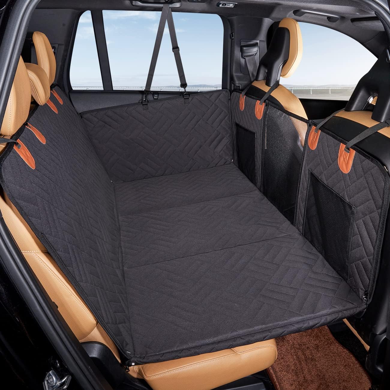 Dog Seat Cover for Back Seat,Hard Bottom Car Seat Cover for Dogs,Dog Hammock for Car,Back Seat Pet Cover for Dogs(Black,for Car/SUV