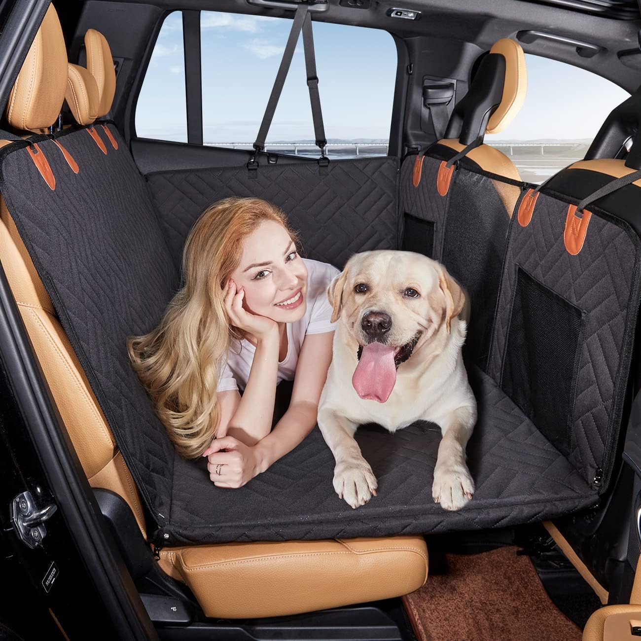 Dog Seat Cover for Back Seat,Hard Bottom Car Seat Cover for Dogs,Dog Hammock for Car,Back Seat Pet Cover for Dogs(Black,for Car/SUV