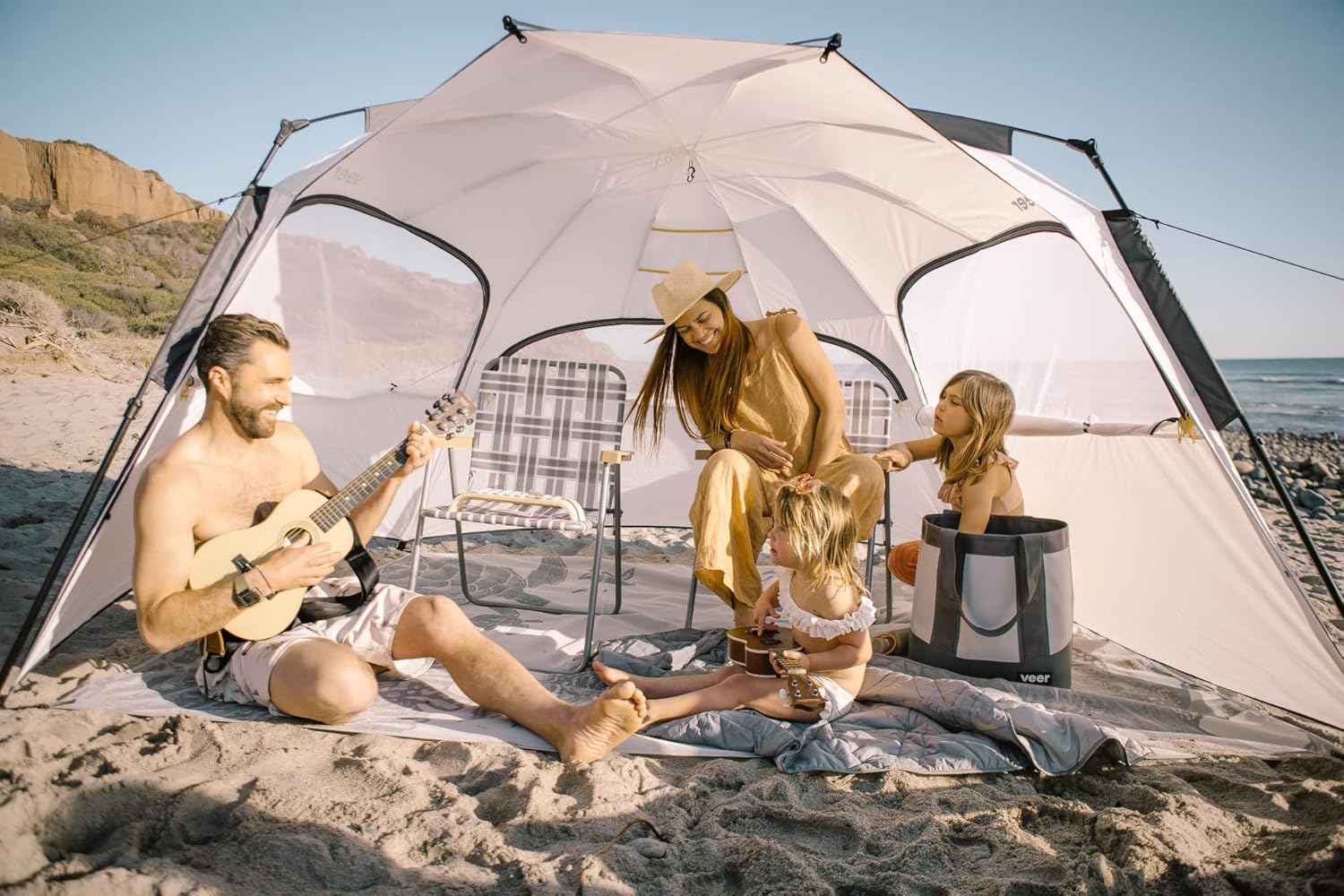 Family Basecamp Recreational Pop-Up Tent | Premium Trail Rated Beach Tent or Camp Shelter for Adults and Kids | Water Resistant UPF50 Protective Coating | Portable with Easy Set Up and Take Down