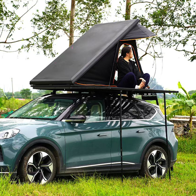 Hard Shell Car Rooftop Tent Waterproof Camping Hinge Aluminum RTT Black 4x4 Camper Van Outdoor