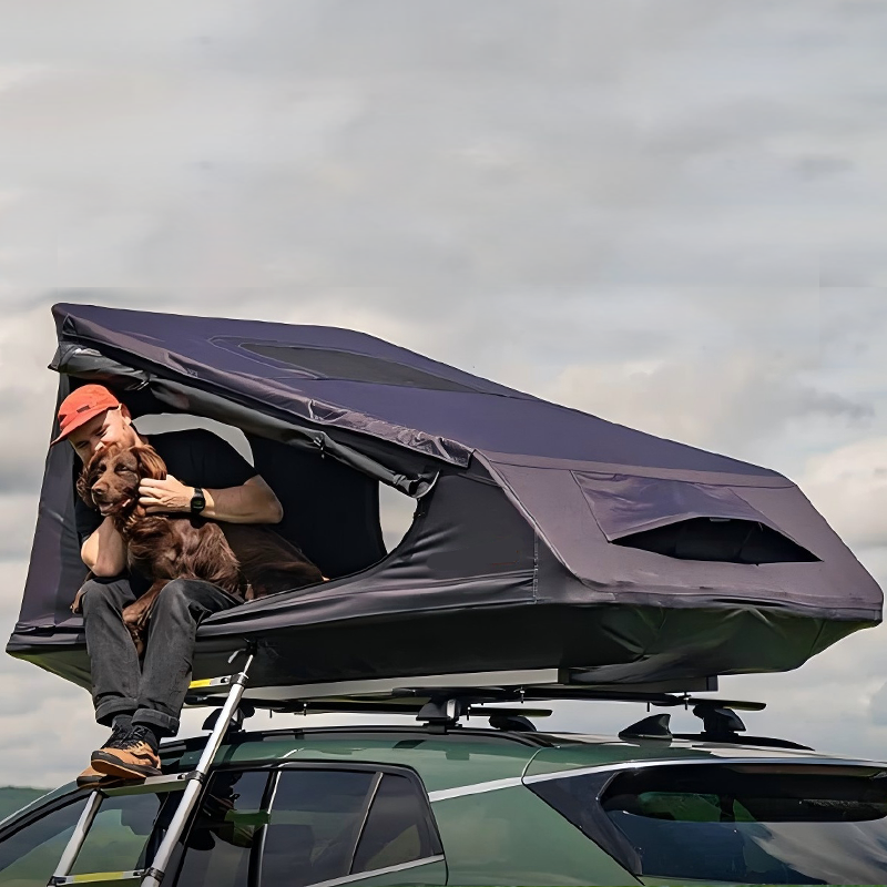 Hard Shell Car Rooftop Tent Waterproof Camping Hinge Aluminum RTT Black 4x4 Camper Van Outdoor